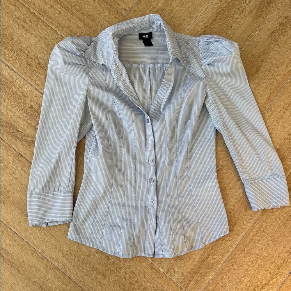 H&M Light Blue Striped Button-Down Shirt